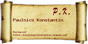 Paulnics Konstantin névjegykártya